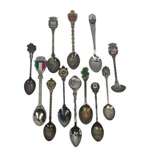 Vtg Intl Souvenir Spoon Lot 12pc Rothenburg Segovia Ireland Italia Espana Travel